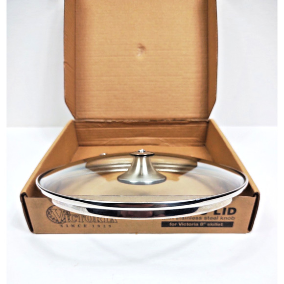 Victoria Round 8-Inch Glass Lid for Cast Iron Skillet or Pan w Stainless Knob - Picture 6 of 10